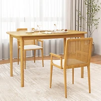 48" Wooden Dining Table Rectangular Farmhouse Kitchen with Solid Rubber Wood