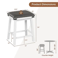 24'' Dining Bar Stool Set of 2 Counter Height Padded Seat Wood Frame Kitchen