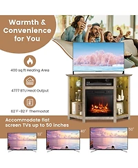 Costway Fireplace Tv Stand with Led Lights & 18'' Electric Fireplace for Tvs up to 50''