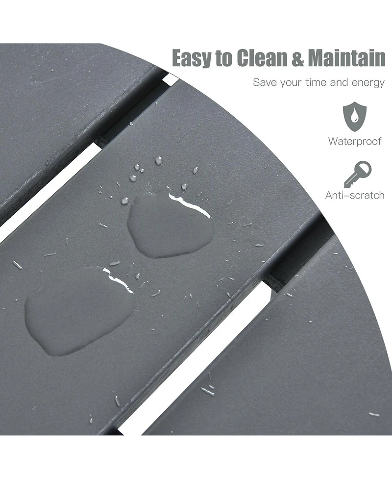 Costway 18'' Patio Round Side End Coffee Table Wooden Slat Garden Deck