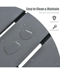 Costway 18'' Patio Round Side End Coffee Table Wooden Slat Garden Deck