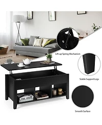 Costway Lift Top Coffee Table w/ Storage Compartment Shelf Living Room Furniture