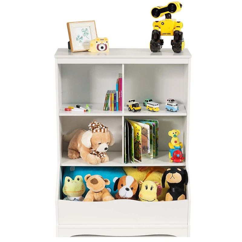 34.5" Kids Bookshelf with Anti-Tipping Kits Multi-functional Display Rack