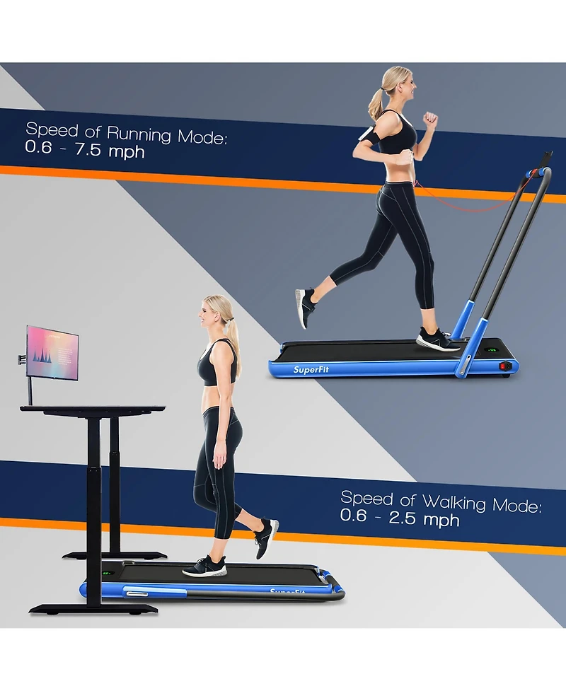 2.25HP 2-in-1 Folding Under Desk Treadmill Speaker Remote Control