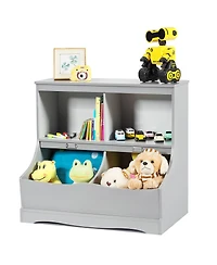 Children's Multi-Functional Bookcase Toy Storage Bin Kids Floor Cabinet