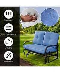 Costway Glider Outdoor Patio Rocking Bench Loveseat Cushioned Seat Steel Frame