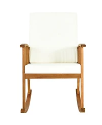 Costway Acacia Wood Rocking Chair Patio Garden Lawn W/ Cushion