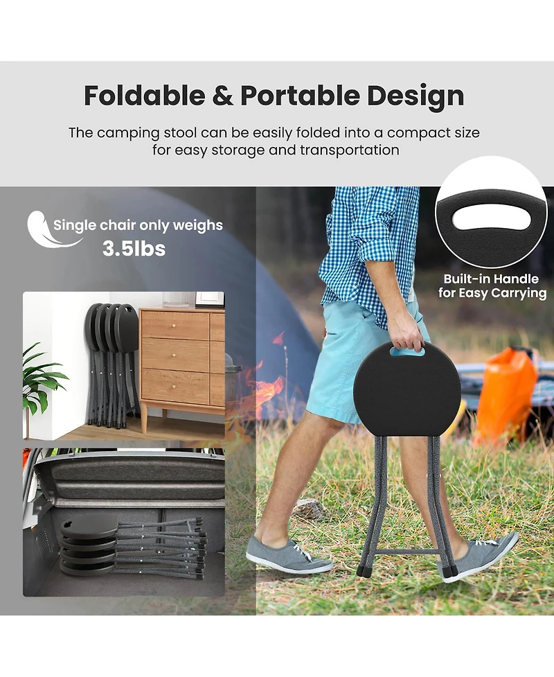 Gymax 18''H Folding Stool Portable & Foldable Camping Chair w/ Built-in Handle