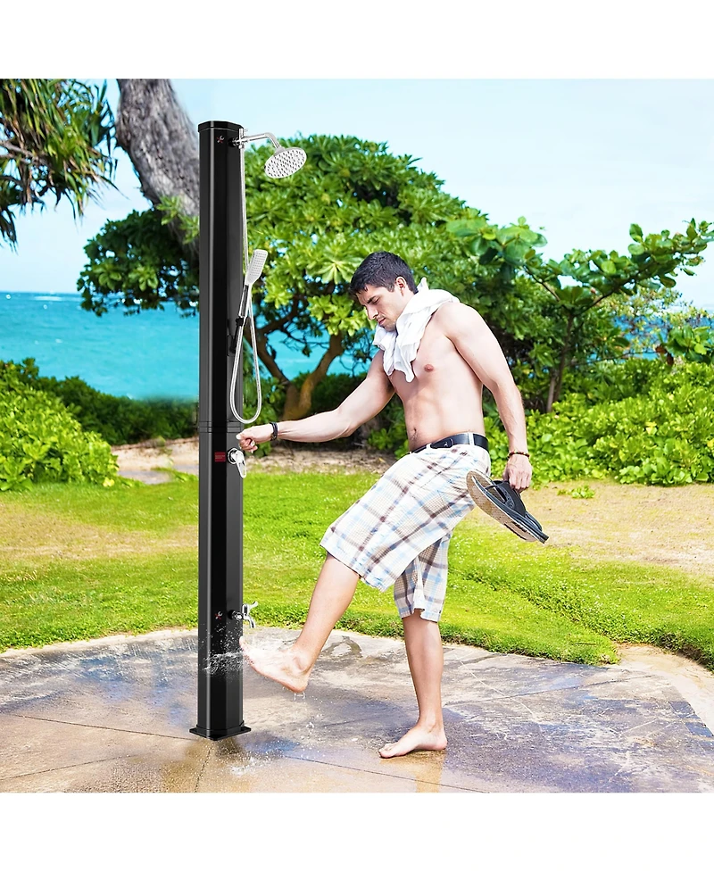 7.2 Ft 9.3 Gallon Solar Heated Shower w/ Rain Shower, Foot Shower & Hand Shower