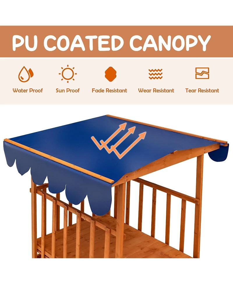 Wooden Retractable Sandbox with Cover & Built-in Wheels Kids