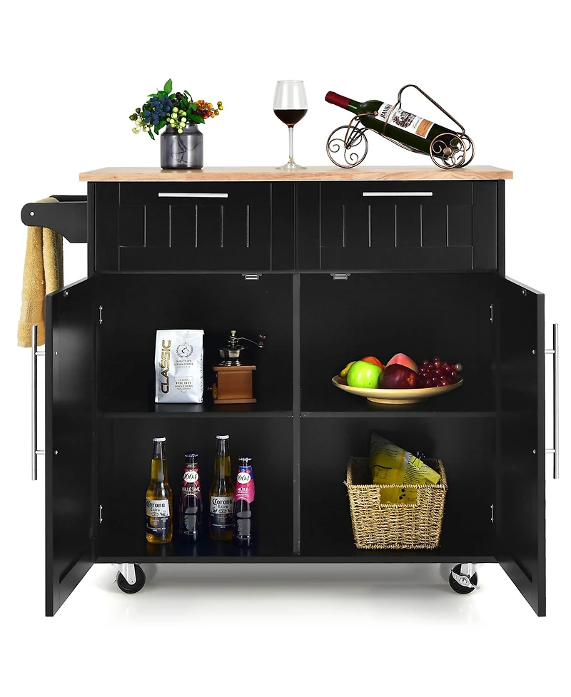 Rolling Kitchen Cart Island Heavy Duty Storage Trolley Cabinet