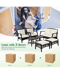 7PCS Patio Rattan Furniture Set Cushioned Sofas Loveseat Yard W/Waterproof Cover