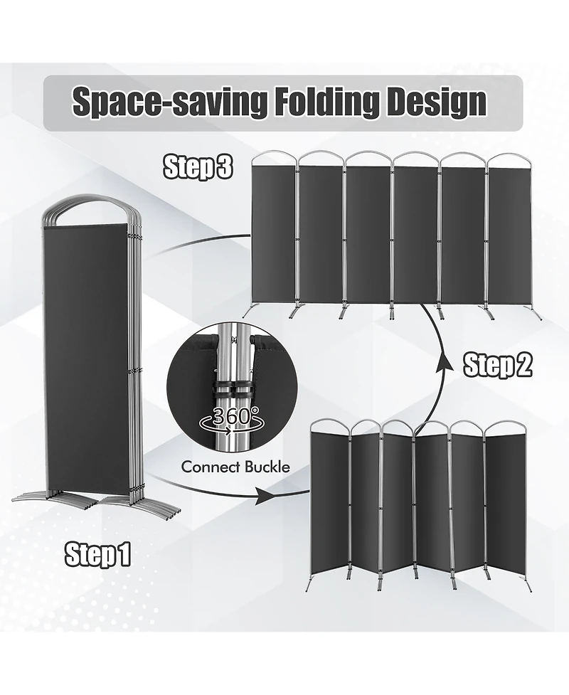 Costway 6 Panels Folding Privacy Screen Ft Tall Fabric for Home
