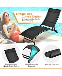 Costway 2 Pcs Patio Folding Chaise Lounge Chair Recliner Adjustable Stackable Deck