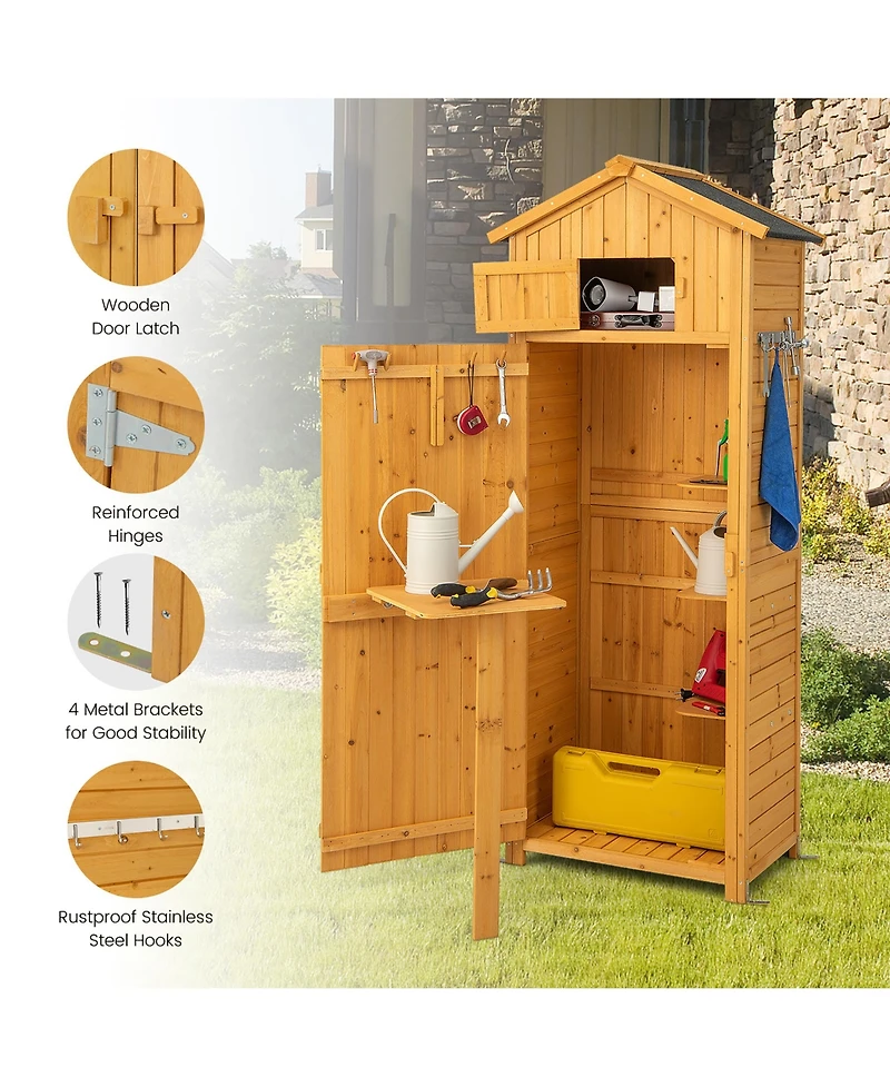 Garden Storage Shed Outdoor Lockable Storage Cabinet Tool Organizer with Shelves