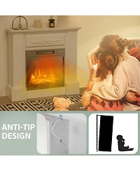 32'' Electric Fireplace Mantel Tv Stand Space Heater