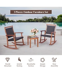 Gymax 3PCS Patio Rocking Chair & Table Set Outdoor Conversation Bistro Set