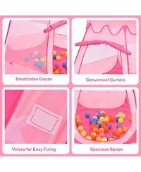 Costway Kid Outdoor Indoor Princess Play Tent Playhouse Ball Tent Toddler Toys w/ 100 Balls