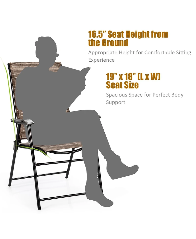 Costway 2PCS Outdoor Patio Folding Chair Camping Portable Lawn Garden