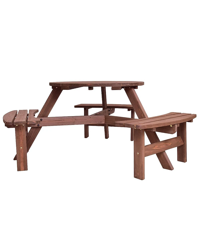 Costway Patio 6 Person Outdoor Wood Picnic Table Beer Bench Set Pub Dining Seat Garden