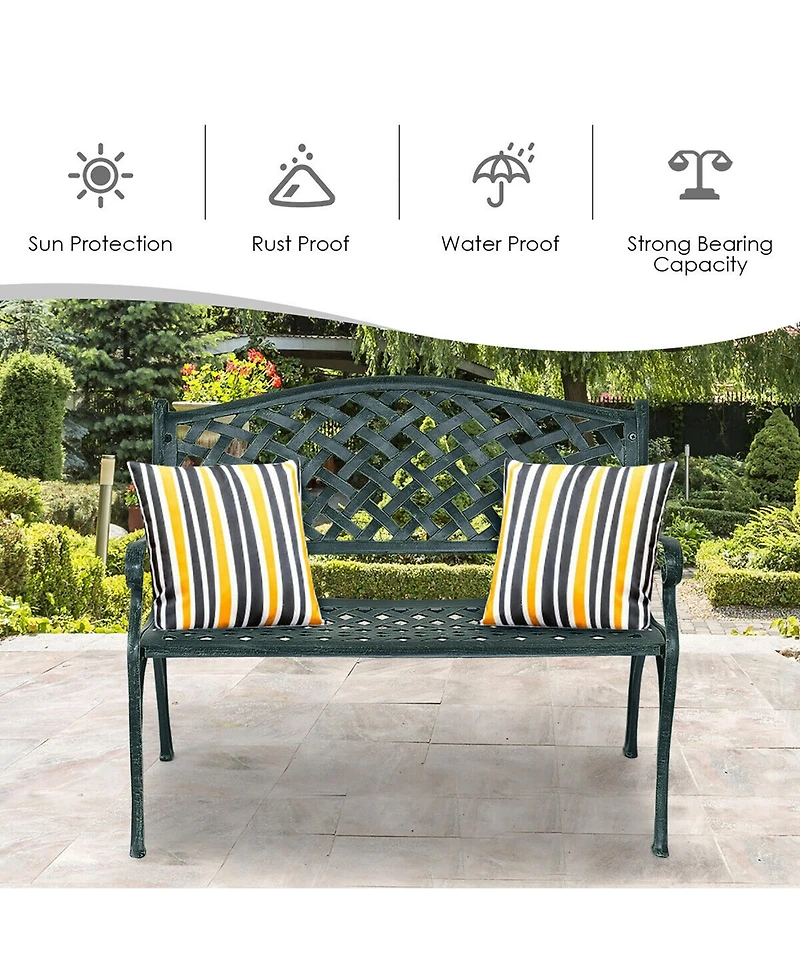 Costway 40'' Outdoor Antique Garden Bench Aluminum Frame Seats Chair Patio Garden