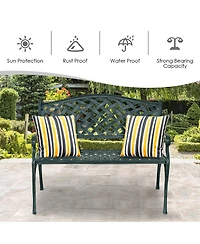 Costway 40'' Outdoor Antique Garden Bench Aluminum Frame Seats Chair Patio Garden