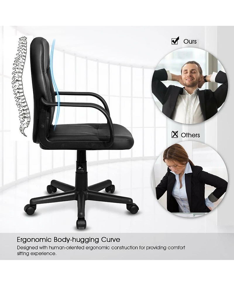 Ergonomic Mid-Back Executive Office Chair Swivel Computer Desk