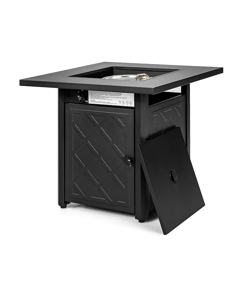 Costway 28'' Propane Fire Pit Table 50,000 Btu Patio Square Gas Fireplace W/Lava Rock