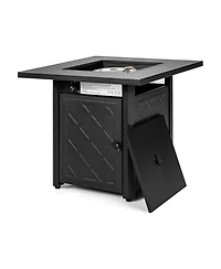 Costway 28'' Propane Fire Pit Table 50,000 Btu Patio Square Gas Fireplace W/Lava Rock