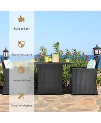 3PCS Patio Rattan Furniture Set Cushion Sofa Armrest Garden Deck