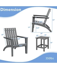 Costway 2PCS Patio Adirondack Chair Side Table Set Solid Wood Garden Deck