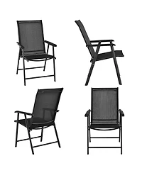 Costway 4PCS Patio Folding Dining Chairs Portable Camping Armrest Garden