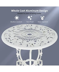 3PCS Cast Aluminum Patio Bistro Furniture Set Rose Design Outdoor