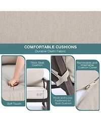 Costway 2PCS Patio Loveseat Coffee Table Set 6'' Thick Cushion Garden