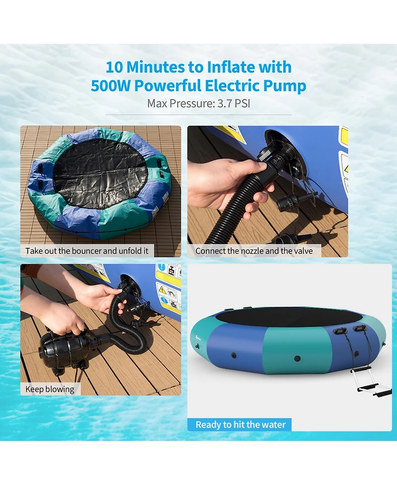 Costway 12FT Inflatable Water Bouncer Splash Padded Trampoline