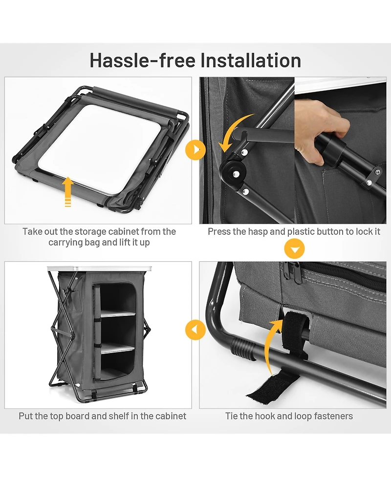 Folding Pop-Up Cupboard Compact Camping Storage Cabinet