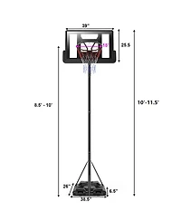 Costway Height Adjustable Portable Basketball Hoop System