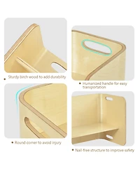 3 Piece Kids Wooden Table & Chair Set Children Multipurpose Homeschool Furniture