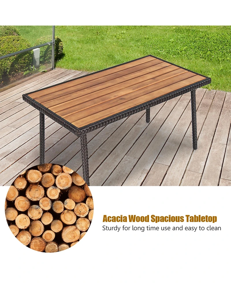 4PCS Patio Rattan Furniture Set Outdoor Conversation Set
