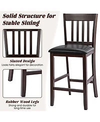 Sugift 25 Inches Set of 2 Bar Stools with Rubber Wood Legs