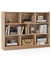 8 Cube 3-Tier Open Wooden Bookshelf Toy Storage Organizer with Anti-toppling Kits
