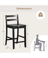 24-Inch Wooden Bar Stools Set of with Ergonomic Backrest Counter Height