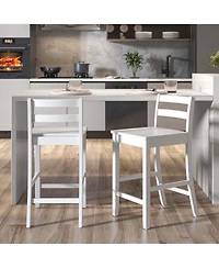 24-Inch Wooden Bar Stools Set of with Ergonomic Backrest Counter Height Stools