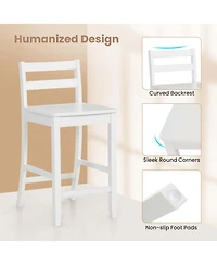 24-Inch Wooden Bar Stools Set of with Ergonomic Backrest Counter Height Stools