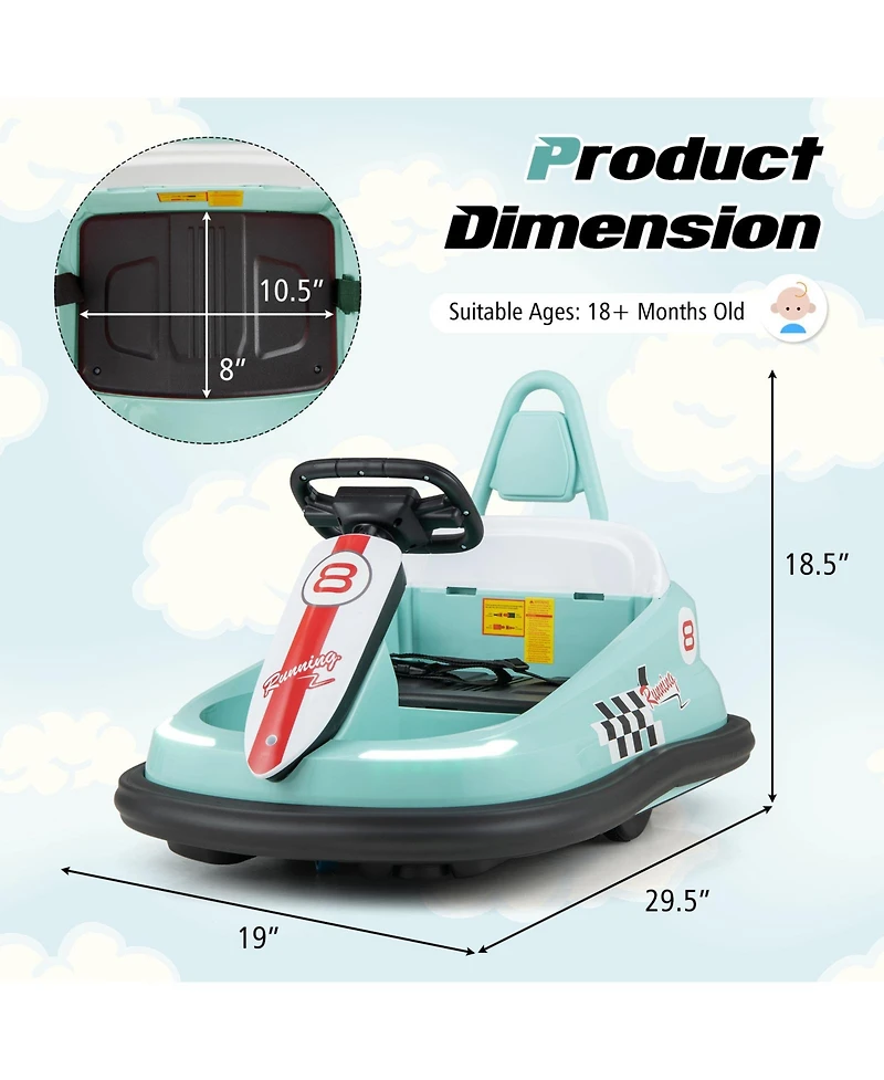Slickblue 6V kids Ride-on Bumper Car with 360° Spinning and Dual Motors