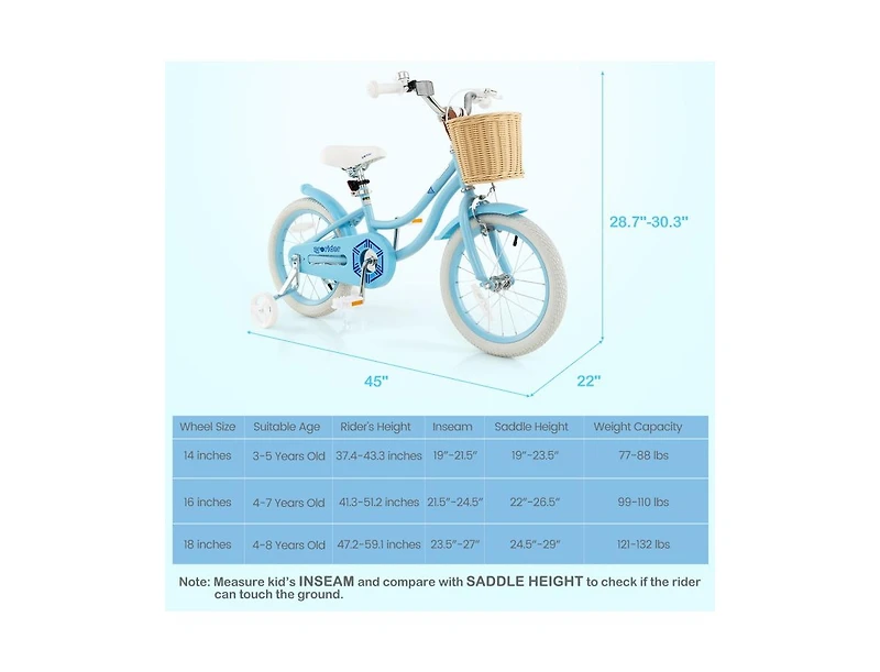 Slickblue 16-Inch Kids Bike with Adjustable Handlebar for Girls Boys Ages 4-7