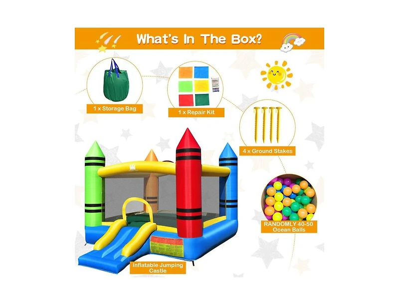 Slickblue Kids Inflatable Bounce House with Slide and Ocean Balls Not Included Blower