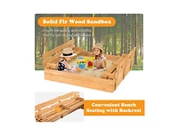 Slickblue Kids Wooden Sandbox with 2 Foldable Bench Seats