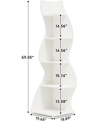 Tribesigns Corner Shelf, Modern 5-Tier Wall Bookshelf, Stylish Small Bookcase Storage Rack Plant Stand with Unique Shape for Living Room