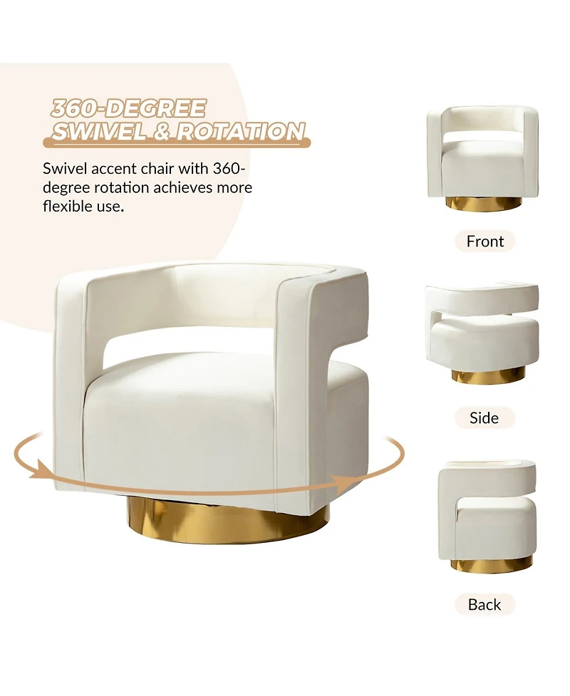 Carisa Contemporary Swivel Barrel Chair with Metal Base